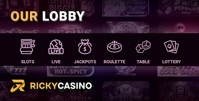 Variety of gambling games at Ricky Casino