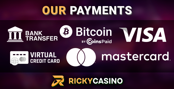 Logos of payment systems working with Ricky Casino