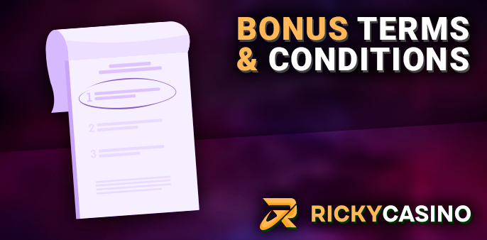Rules for using bonus offers at Ricky casino