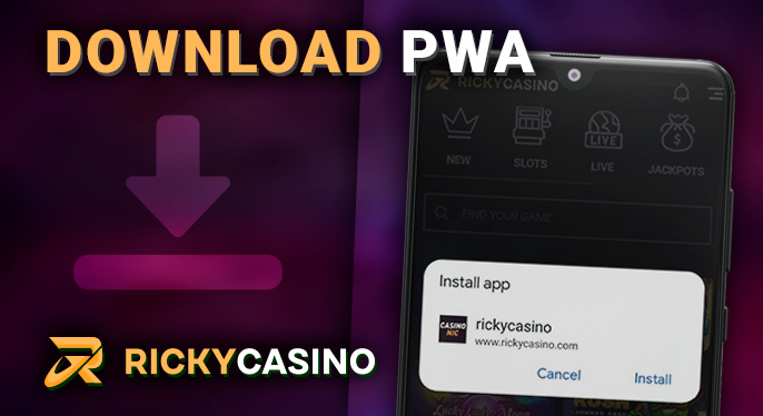 Ricky Casino PWA mobile app - how to download