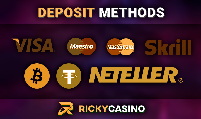 Logos of payment systems for deposits at ricky casino