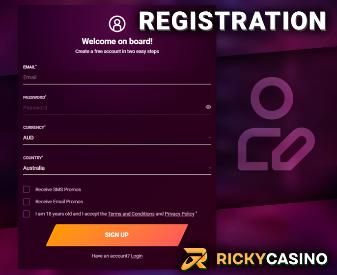 Registration on the portal Ricky Casino - step by step instructions