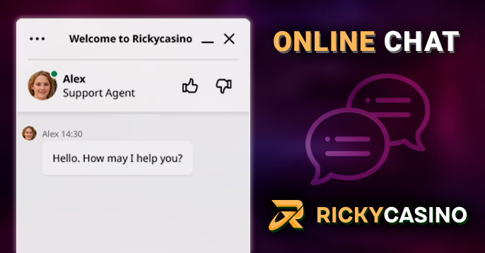 Online communication with a Ricky Casino support agent