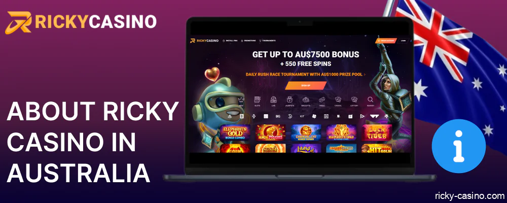 Information about Ricky Casino website available for players from Australia