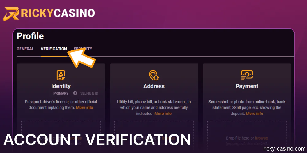 Ricky Casino acconut verification in Australia