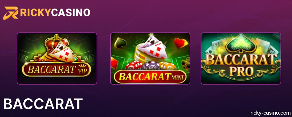 Baccarat games options in Ricky Casino Australia