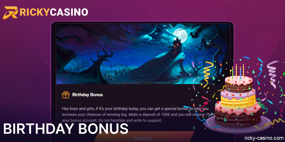 Birthday Bonus in Ricky Casino Australia