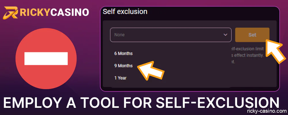 Self-exclusion options for Ricky Casino players from Australia