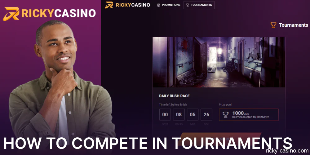 Guide on Ricky Casino tournaments for players from Australia