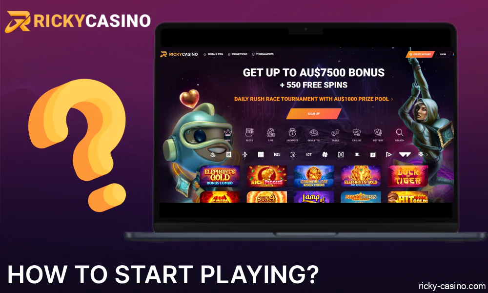 Instructions on playing in Ricky Casino for new players from Australia