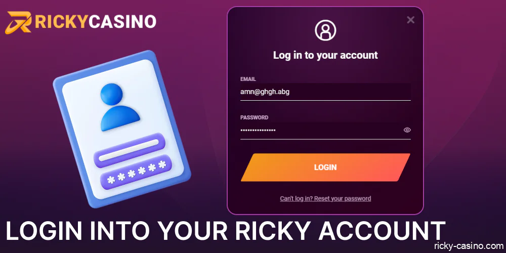 Guide on signing in to Ricky Casino account