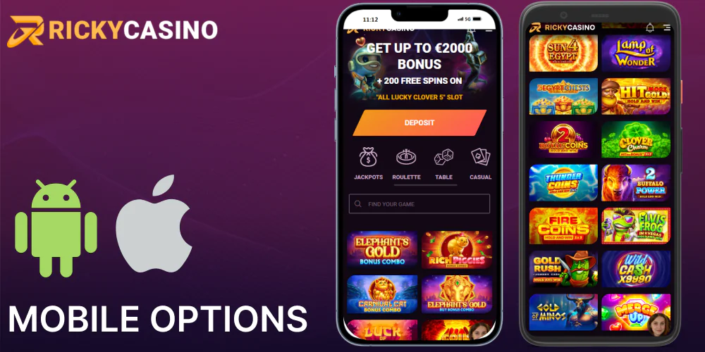 Play Ricky Casino games on mobile devices