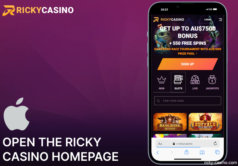 Open the Ricky Casino homepage