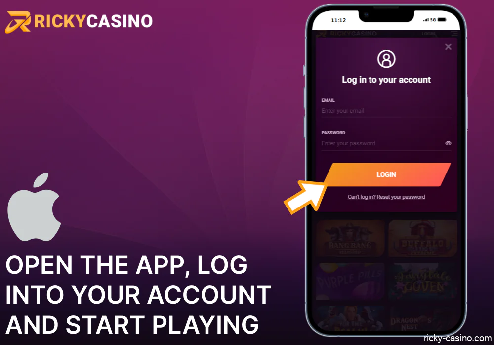 Open the Ricky Casino app, log into your account and start playing