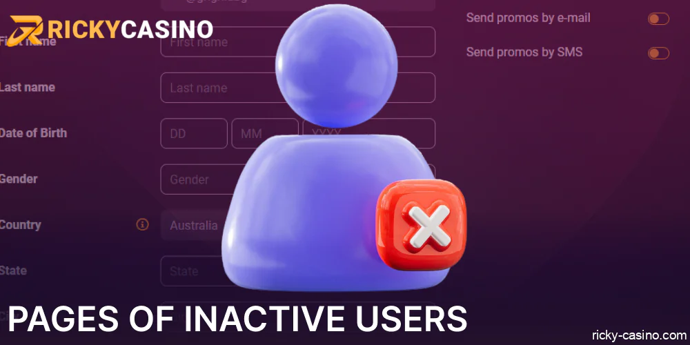 Rules regarding the pages of inactive users in Ricky Casino