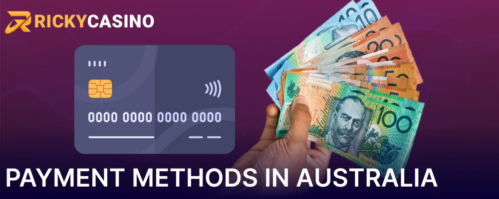 Payment options available for Ricky Casino players from Australia