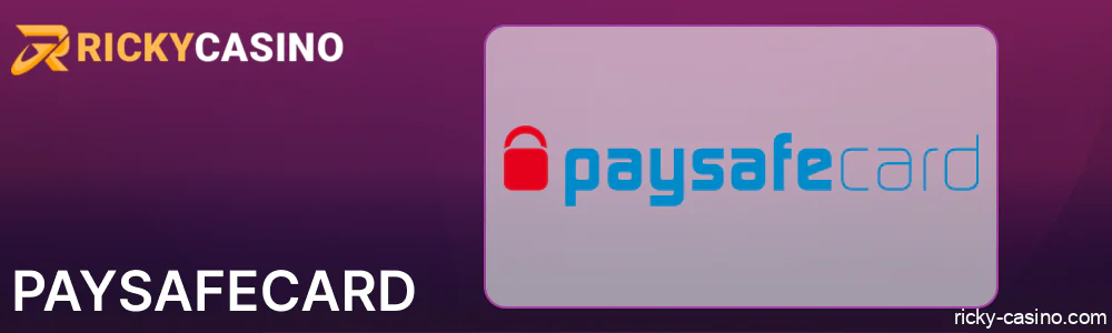 Paysafecard payments in Ricky Casino