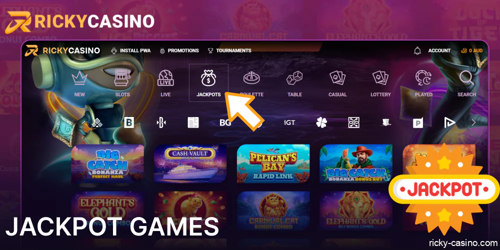 Progressive Jackpot Games in Ricky Casino Australia