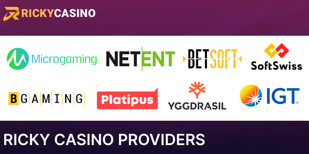 Game providers presented on Ricky Casino