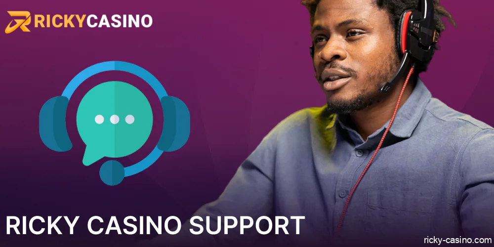 Customer support srevices for Ricky Casino players