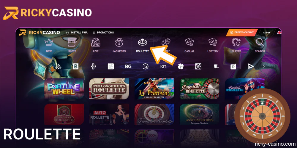 Roulette games in Ricky Casino for Australin players