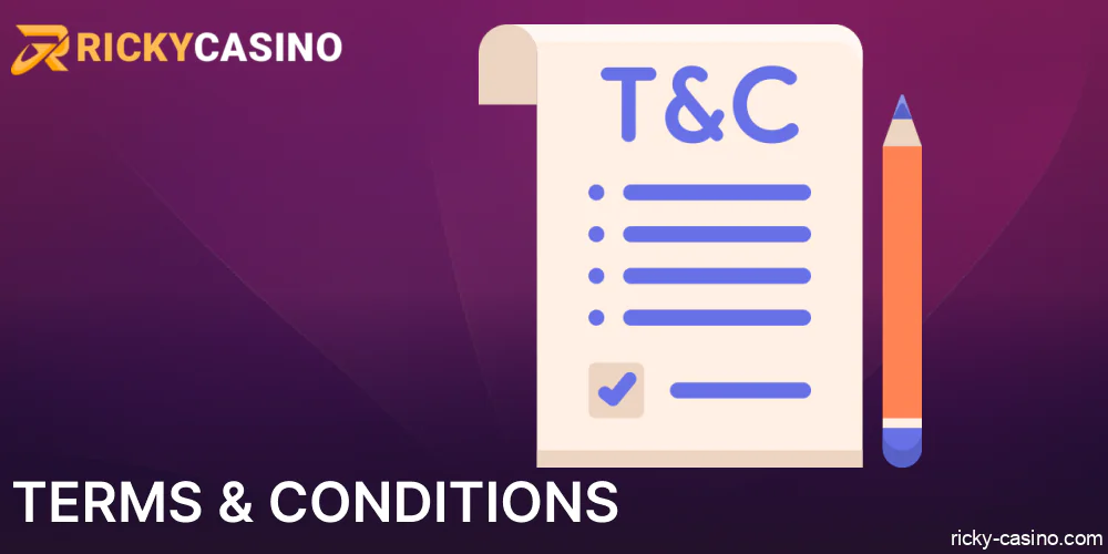 The terms and conditions of Ricky Casino Australia