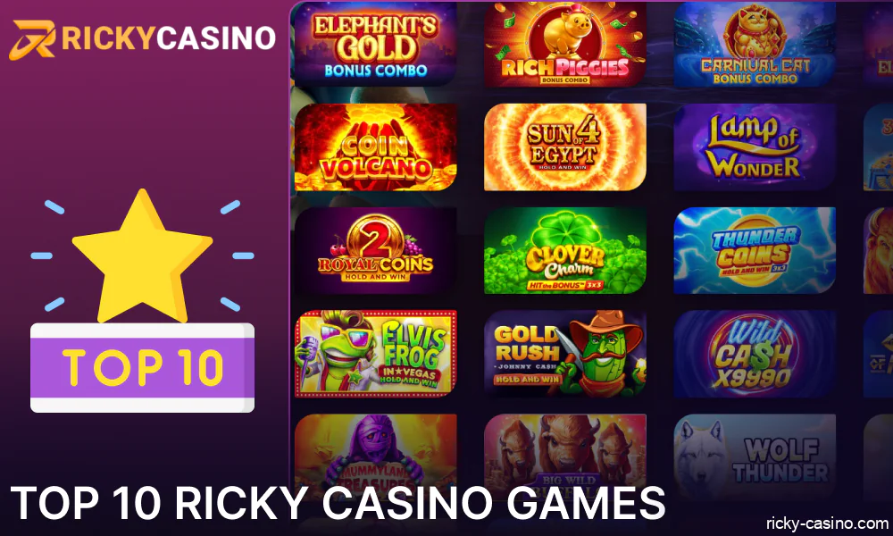 The most popular games available in Ricky Casino