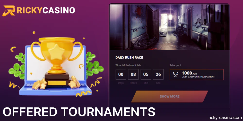 Tournaments available in Ricky Casino for players from Australia